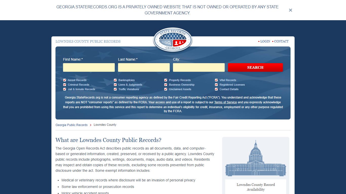 Lowndes County Arrest, Court, and Public Records | StateRecords.org